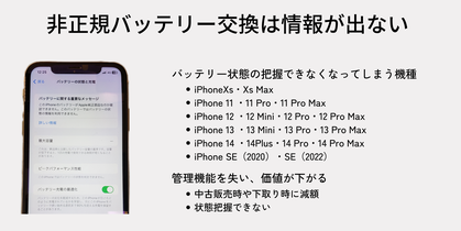 不明な部品でバッテリー状態が把握できないiPhone一覧 