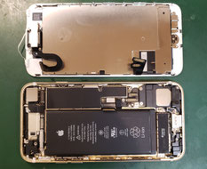 iPhone7右側にケーブル取り付けてある
